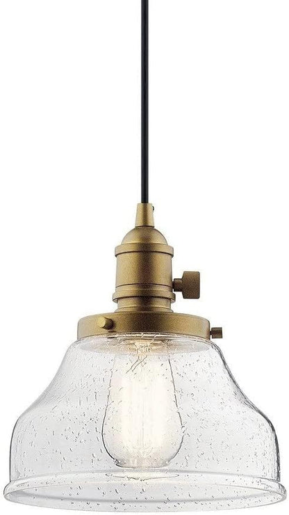 KICHLER Avery 8.5" 1 Light Bell Mini Pendant with Clear Seeded Glass Chrome