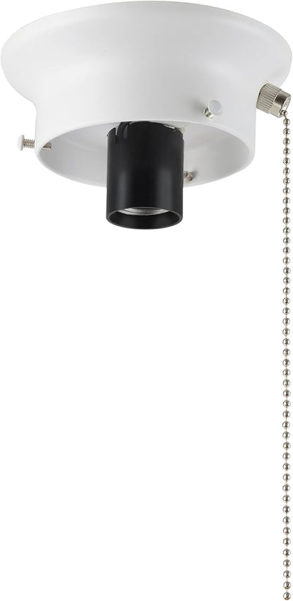 Aspen Creative 22101-03-1, Flush Mount Ceiling Fixture Shade Holder Kit with On/Off Pull Chain Switch in Matte White Finish 3-5/8" Fitter, 4-7/8" Diameter x 1-7/8" Height