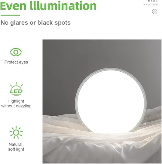 LightingWill 15.7 Inch LED Flush Mount Ceiling Light Fixture, 5000K Daylight White, 3800LM, 32W, Flat Modern Round Lighting Fixture, 320W Equivalent White Ceiling Lamp for Kitchens, Bedrooms.etc.