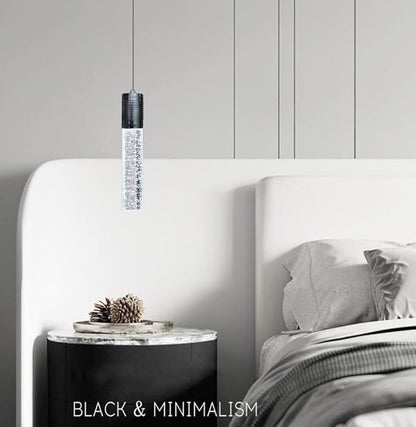 HAIXIANG Modern Kitchen Island Hanging Light Fixtures Crytstal Pendant Lighting for Kitchen Island Black Mini Chandelier with 6000K Daylight Bulb