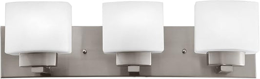 Design House Dove Creek Vanity Light, Dimmable, Frosted Glass, 3 Lights, Bathroom, Satin Nickel, 24 in x 6 in x 6.5 in, Item 578005