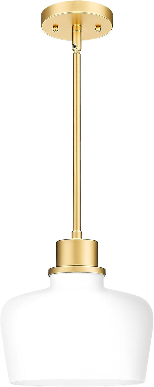 Emak Gold Pendant Lights Kitchen Island, 10 Inch Large Pendant Light with Milk Glass Shade, Modern Hanging Light Fixture for Kitchen, Dining Room, PL126-GD-ML