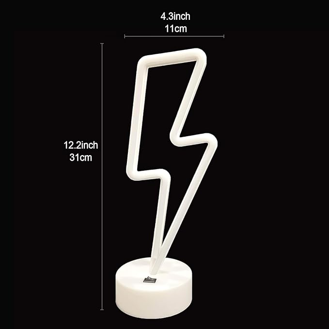 Lightning Bolt Neon Signs Red Lightning Neon Sign Light for Bedroom, USB/Battery Operated Thunder Lamp Neon Sign, Stand Lightning Shape LED Sign Decor for Shelf Desk Table Game Room Man Cave