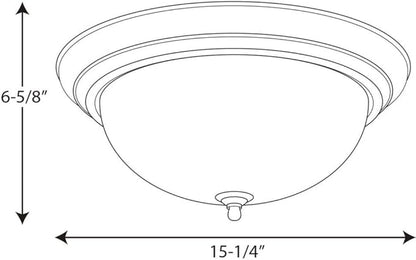 Progress Lighting 3-Light Ceiling Light, Flush Mount Ceiling Light Fixture for Interior Kitchen Lights, Hallway, Bedroom, Living Room, 15-1/4-Inch by 6-5/8-Inch, Brushed Nickel, Alabaster Glass Shade
