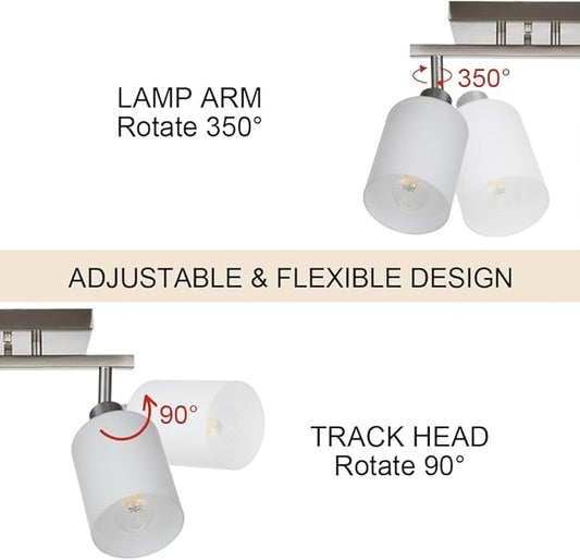 TODOLUZ 2-Light Track Light Fixtures Wall Sconce Lighting, Brushed Nickel Spotlight for Kitchen Living Room Dining Room Hallway, E26 Bulb Base