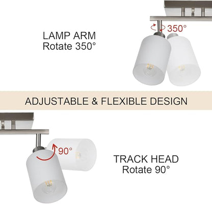 TODOLUZ Track Lighting Fixtures Ceiling, 3-Lights Brushed Nickel Wall Ceiling Spot Lighting with Opal White Glass, E26 Bulb Base