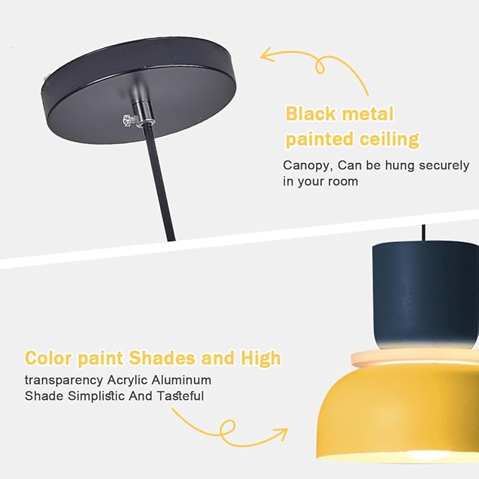 Modern Industrial Pendant Light Macaron Color Barn Style Mid Century Hanging Light Fixture with Aluminum Shade Chandelier Nordic Colorful Ceiling Pendant Lights for Dining Room Kitchen