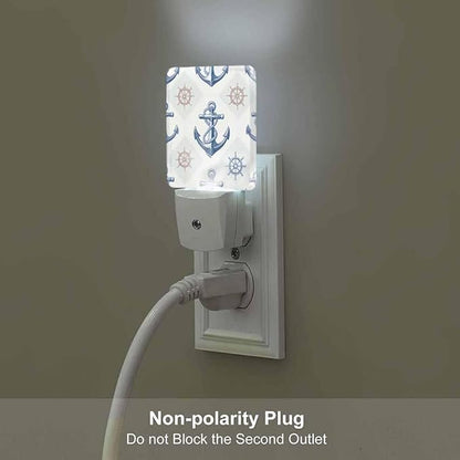 Anchor LED Night Lights Plug into Wall Vintage Rudder Compass for Navigation 0.5W Plug in Night Light, Dusk to Dawn, Bright Nightlight Auto On/Off, for Room Bedroom Bathroom
