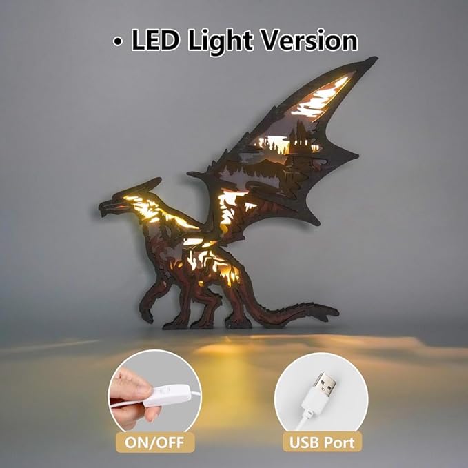 3D Wooden Animal Carving LED Night Light, Wood Carving Light, Modern Home Decoration, Decorative Tables, Cabinets, Living Rooms, Bedrooms, Offices, Farmhouses, Bookshelves, Perfect Holiday Gifts
