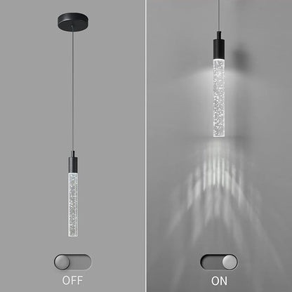 Modern Kitchen Island Pendant Light Dimmable LED Black Finish Mini Crystal Pendant Lighting Bedroom Bedside Table Small Pendant Lights（1-Pack）