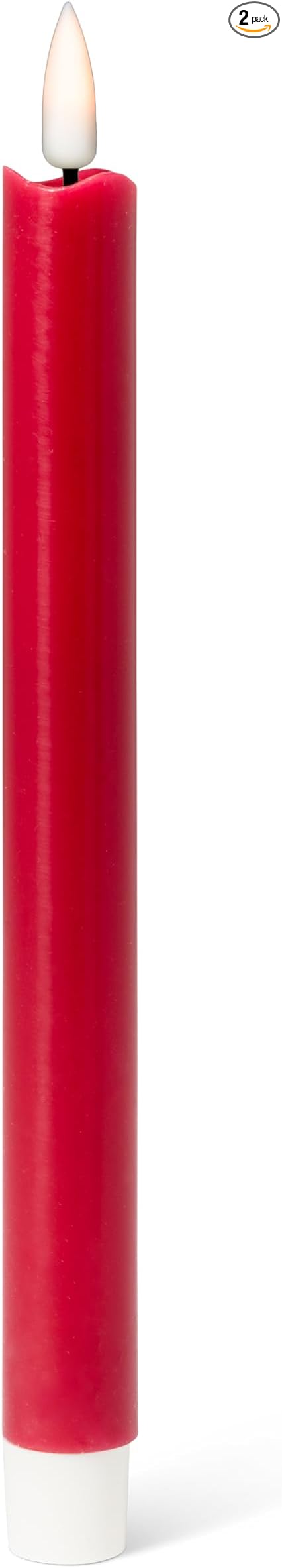 Abbott Collection Wax LED Flameless Taper Candle. Set of 2 - Red (9.5" H)