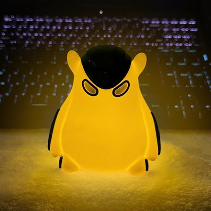Cute Yellow Partner Lamp, LED Animal Night Light, Nightlight for Room Decor,Button Cell Bedside Touch Silicone Lamp, Unique Dorm Decor Gift