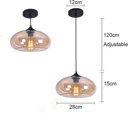 11" Industrial Vintage Colorful Glass Pendant Lighting 1-Light Farmhouse Loft Bar Ceiling Hanging Lamp Kitchen Island Dining Room Bedroom Chandelier (Red)