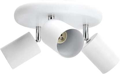 Spotlight Fixture, Adjustable Flexible Rotation Lamp Holder for Showrooms for Living Rooms for Exhibition Halls(Three Round White)
