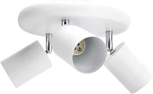 Spotlight Fixture, Adjustable Flexible Rotation Lamp Holder for Showrooms for Living Rooms for Exhibition Halls(Three Round White)
