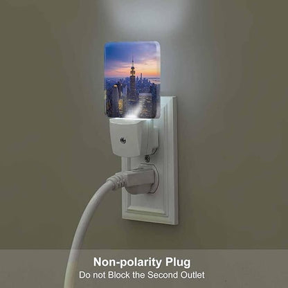 New York City LED Night Lights Plug into Wall Skyscrapers at Sunset 0.5W Plug in Night Light, Dusk to Dawn, Bright Nightlight Auto On/Off, for Room Bedroom Bathroom