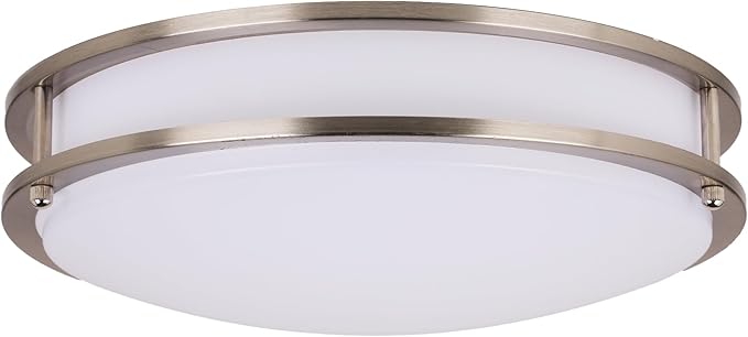Ripon 14.5 Inch Integrated LED Ceiling Light, Dimmable, Satin Nickel, for Bedroom, Kitchen, Bathroom – Design House, 578641
