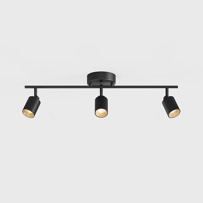 Shura Black 3-Light Track Light with Adjustable Heads, Integrated LED Bulbs, 2 ft. Track Lighting Kit Ceiling Light, 3000k, 1470 Lumens