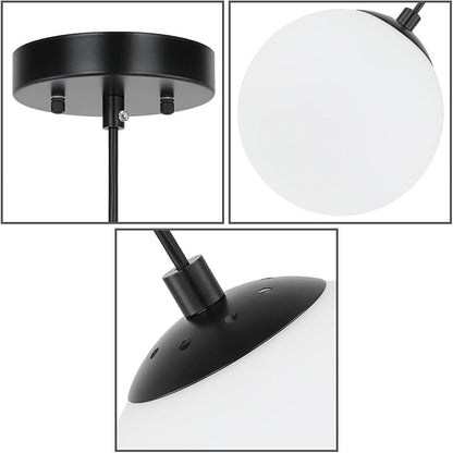 XiNBEi Lighting Pendant Lighting 1 Light Globe Pendant Light, Modern Adjustable Kitchen Hanging Ceiling Light Matte Black Finish XB-P1211-MBK
