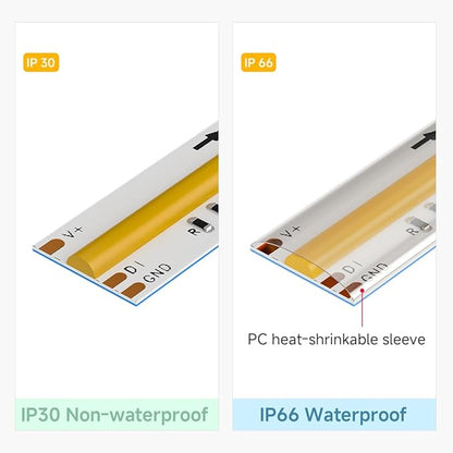 BTF-LIGHTING FCOB IP66 WS2811 IC RGB COB LED Strip 16.4FT DC12V 576LED/m Flexible High Density Color Chasing Uniform Light 16IC/m 10mm Width for Indoor Lighting Project(No Adapter or Controller)