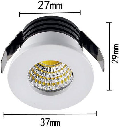 5 Pack 3W Mini LED Recessed Lighting, 1 Inch Recessed LED Lights, Under Cabinet Lighting Under Cabinet Lights 300LM 3000K Warm White AC 110V/220V Lights with Driver Power Supply