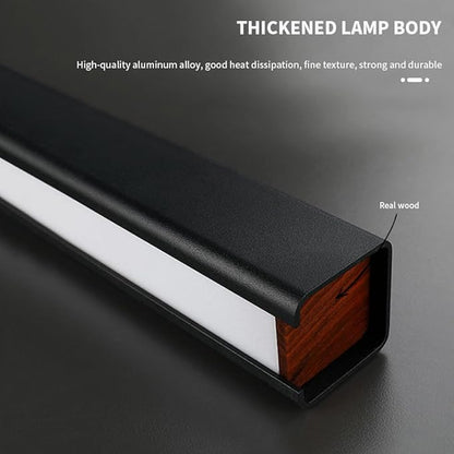 JAYMP Minimalist Linear Pendant Light Dimmable LED Modern Chandelier Dining Room Island Light Restaurant Cafe Bar Office Hanging Lamp Black 57"