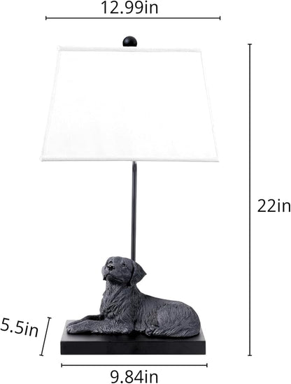 YANIC Desk Lamp with Black Dog Statue, Resin Lamp for Bedroom, 3 Way Dimmable Rotary Switch, Home Décor Accents for Living Room, Office, Dormitory, Reading Room (24061)