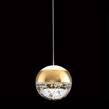 JoollySun Modern Crystal Pendant Light: Gold Mini Globe Ceiling Hanging Lights for Kitchen Island Bathroom