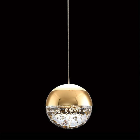 JoollySun Modern Crystal Pendant Light: Gold Mini Globe Ceiling Hanging Lights for Kitchen Island Bathroom