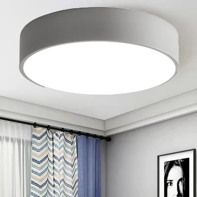LED Ceiling Light Fixture,20 Inch Modern Round Recessed Ceiling Lights,Dimmable Light,36W Grey Close to Ceiling Lighting Flush Mount Living Room Bedroom,3000K-6000K