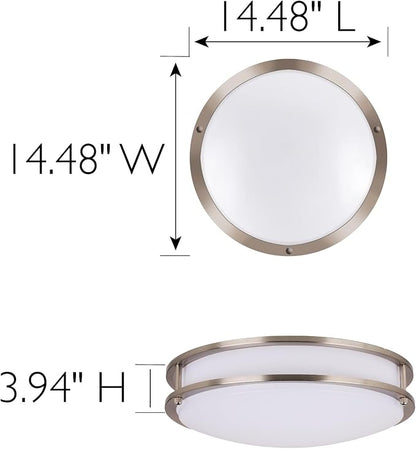 Ripon 14.5 Inch Integrated LED Ceiling Light, Dimmable, Satin Nickel, for Bedroom, Kitchen, Bathroom – Design House, 578641