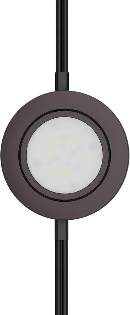 Getinlight LED Puck Lights, 2.75" Metal Housing, Wall-Dimmer Compatible, 2700K Warm White, Bronze Finish, Plug-in or Hardwired, ETL Listed, IN-0107-1-BZ-27