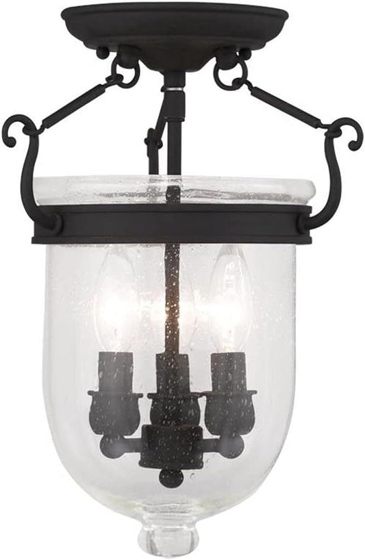 Livex Lighting 5081-04 Jefferson 3-Light Ceiling Mount, Black