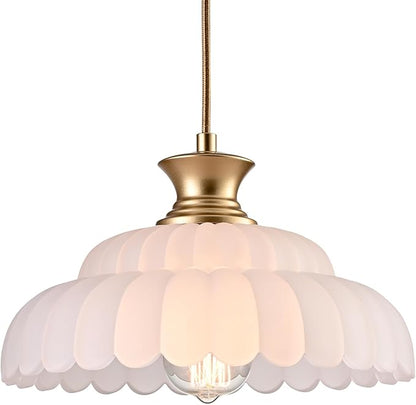 HYDELITE Vintage Frosted Glass Pendant Lights Kitchen Island Lighting Fixtures Over The Kitchen Sink Adjustable Hanging Pendant for Dining Room Kitchen Entryway