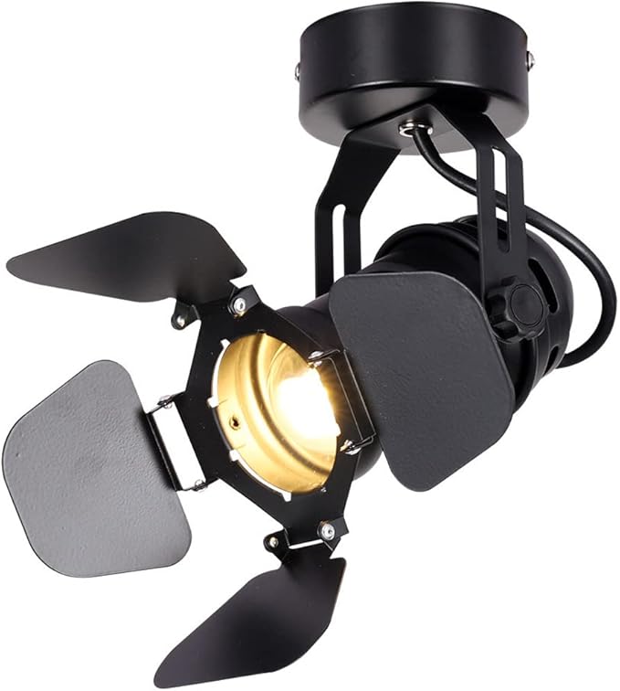 Ceiling Spotlight LED Black Modern Industrial Ceiling Light/Wall Lamp Adjustable Angle Indoor Decor Chandelier for Living Room Bedroom Shop Illumination COB Bulb 5W Warm Light