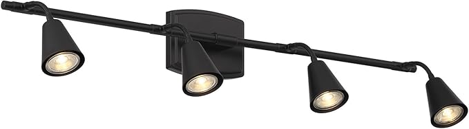 Modern LED 4-Light Track Lighting, Matte Black, 32 Inch, 4 GU10 LED Bulbs Included, Directional Spotlight Fixtures, Kitchen Ceiling and Wall Lights for Living Room
