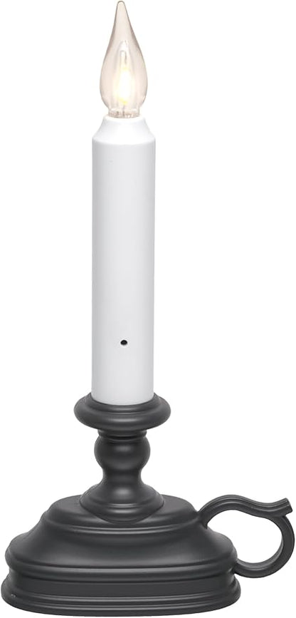 VC1820A 8.5 inch Battery Operated Vintage Filament LED Flameless Window Candle with Dusk to Dawn Timer and 3 Flame Settings, Antique Bronze/Black