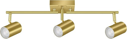 BoostArea 3 Light Track Lighting Fixtures Ceiling, Gold Kitchen Lighting Fixtures Ceiling, LED Track Lighting Kit, Rotatable Light Heads, Modern Track Lights for Kitchen/Living Room/Hallway, No Bulb