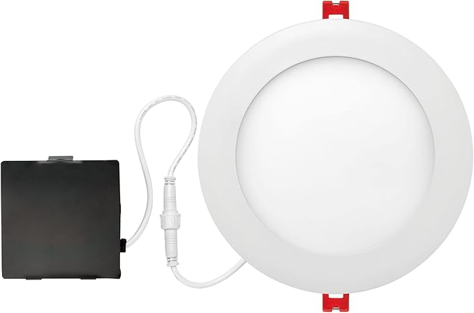 GLOBE Electric 90933 6" Ultra Slim LED Integrated Recessed Lighting Kit, 12 Watts, Energy Star, IC and Wet Rated, White Finish, 6.31" Hole Size, Dimmer Switch Compatible, 800 Lumens, 3000K
