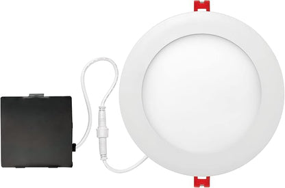 GLOBE Electric 90933 6" Ultra Slim LED Integrated Recessed Lighting Kit, 12 Watts, Energy Star, IC and Wet Rated, White Finish, 6.31" Hole Size, Dimmer Switch Compatible, 800 Lumens, 3000K