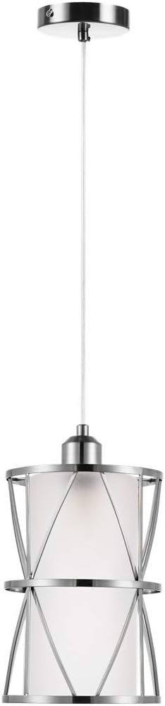 Modern Mini Pendant Light in Brushed Nickel Finish with Frosted Glass Shade 1-Light Adjustable Cylinder Pendant Lighting Fixture for Kitchen Island Sink Dining Room Counter Farmhouse