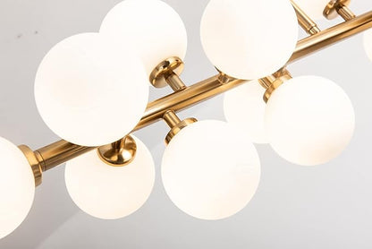 Mid Century Modern Chandelier Gold Linear Sputnik Chandeliers 16-Light Rectangular Pendant Lighting Fixture for Dining Room, Kitchen Island