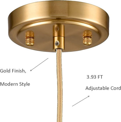 DIRYZON Brass Pendant Lights Kitchen Island Set of 2,Modern Hanging Light Fixture Globe Pendant Lighting with Milk Glass,Adjustable Height