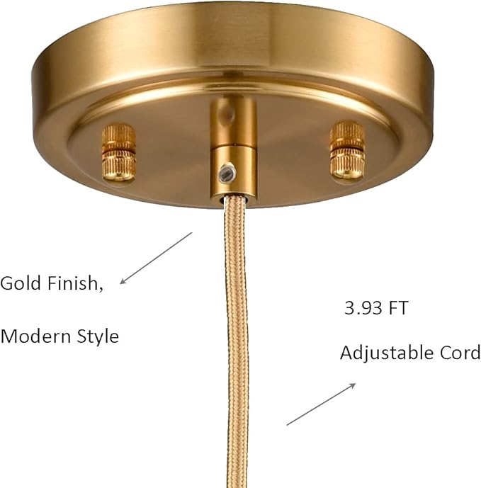 DIRYZON EUL Mid Century Modern Globe Pendant Light Opal Glass Hanging Light Fixture Gold Finish