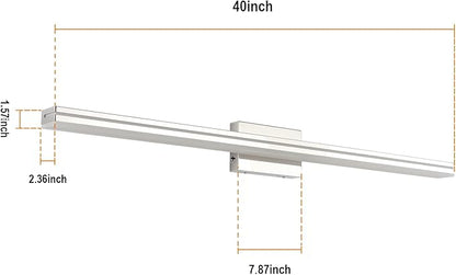 SineRise LED Modern Bathroom Vanity Light Bar (40-Inch, 3000K/4000K/6000K), Chrome Dimmable Modern Acrylic Bathroom Wall Lighting Fixtures Over Mirror
