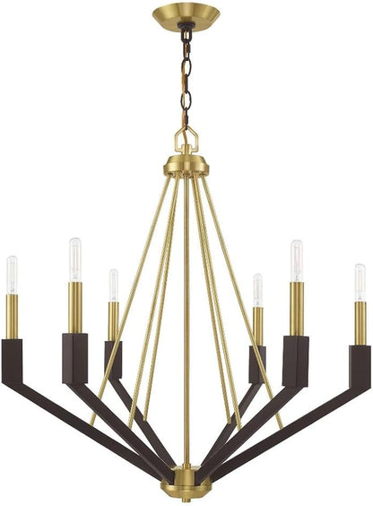 Livex Lighting 6 Lt Brushed Nickel & Black Chandelier