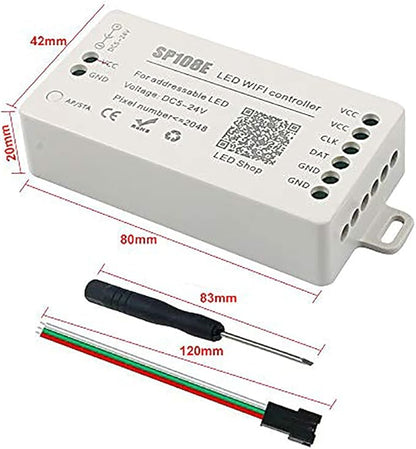 RGBZONE SP108E WiFi LED Controller, Smart APP Control, DC5V/12V/24V WS2812B WS2811 WS2815 WS2801 SK6812-RGBW WS2813 SK9822 etc Almost LED Strip Module Light