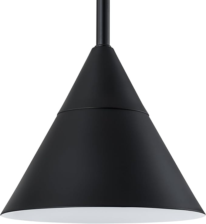 LamQee Matte Black Industrial Pendant Light Fixture, 4 Lights Large Cluster Pendant Lighting with Cone Metal Shade, Farmhouse Hanging Chandelier for Dining Room Kitchen Island Bar Entryway Staircase