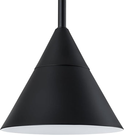 LamQee Matte Black Industrial Pendant Light Fixture, 4 Lights Large Cluster Pendant Lighting with Cone Metal Shade, Farmhouse Hanging Chandelier for Dining Room Kitchen Island Bar Entryway Staircase