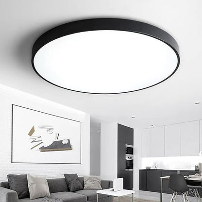 LED Ceiling Light Fixture,12 Inch Modern Round Recessed Ceiling Lights, Dimmable Light,Black 18W Close to Ceiling Lighting Flush Mount Living Room Bedroom,3000K-6000K